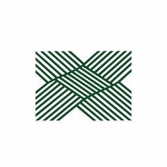 Geometric design with diagonal, intersecting green lines on white background