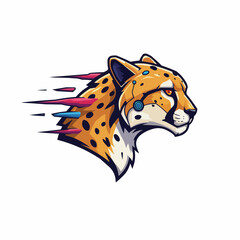 Modern vector illustration of a big cat in motion with vibrant colors and sharp lines
