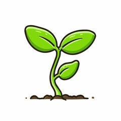 Cartoon green sprout with leaves, symbolizing growth, freshness, and environmental awareness