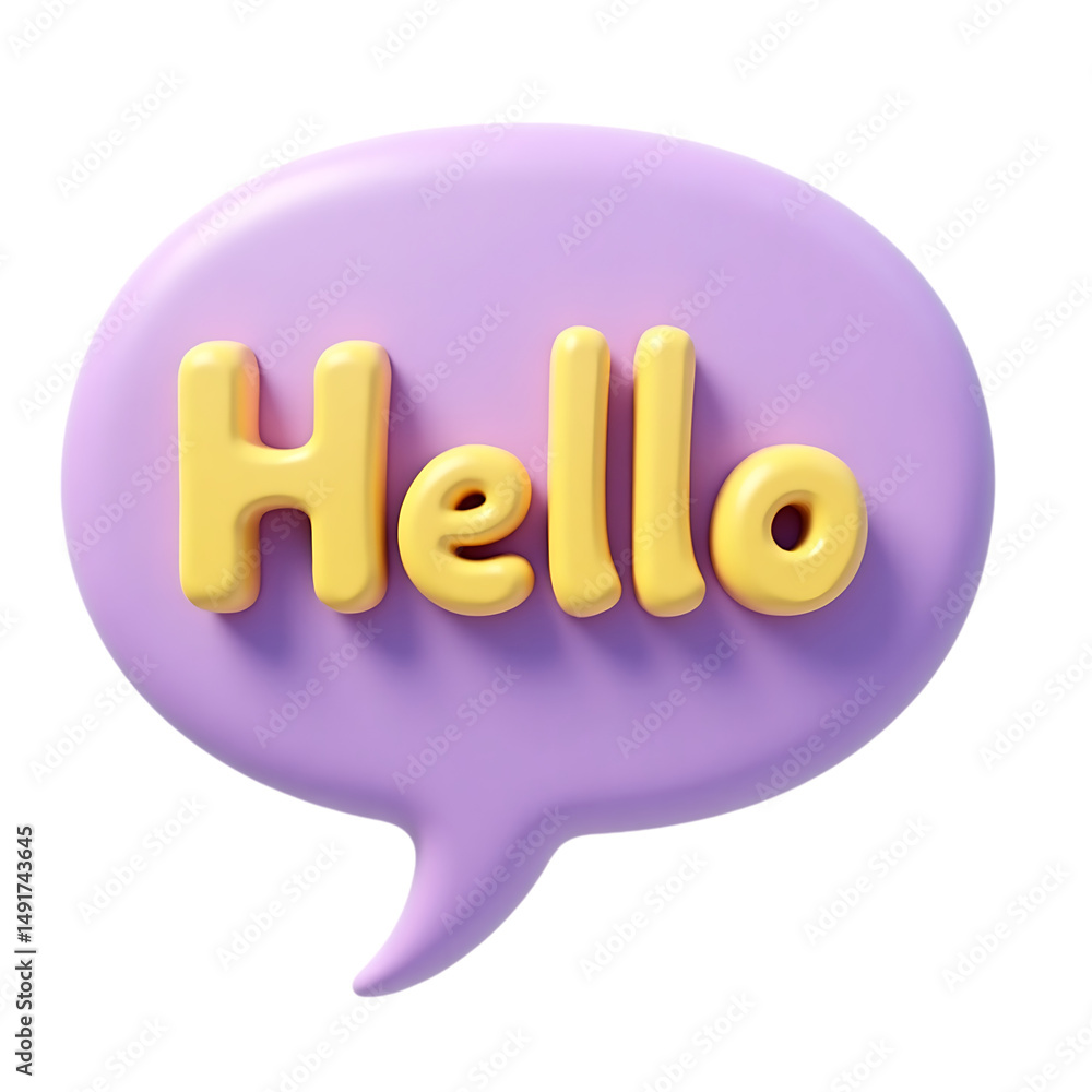 Poster hello speech bubble isolated on transparent background 3d render
