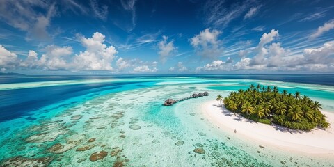 Obraz premium Azure Lagoon & Palm Trees: Remote Tikehau Island