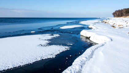 Obraz premium Frozen Baltic Coastline: A Winter Seascape