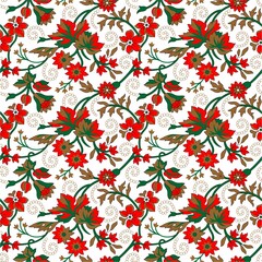 colourful seamless block kalamkari pattern design.