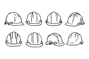 hard hat line art and black color 