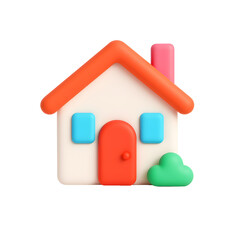 Colorful 3D Render of a Cute Cartoon House Icon