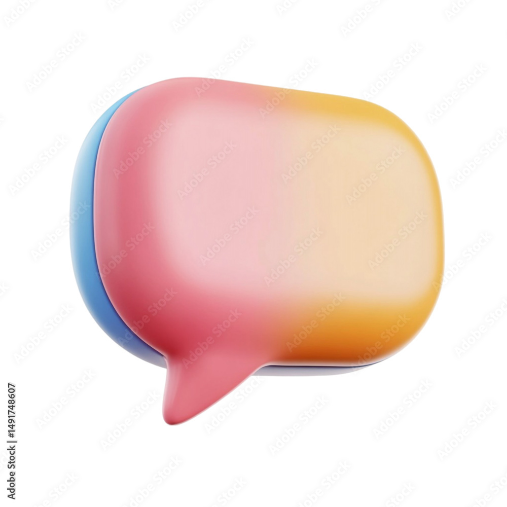 Poster colorful 3d speech bubble design blank template for text message communication