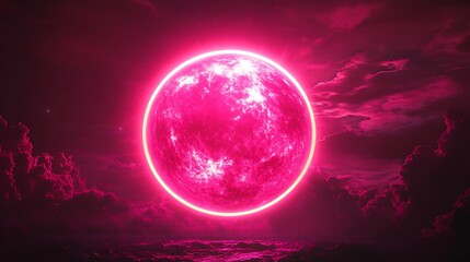 Pink glow moon night sky