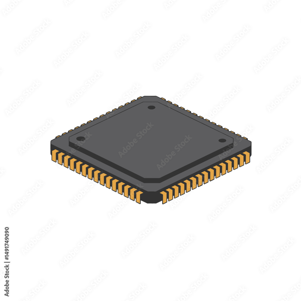 Poster pixel art isometric computer processor