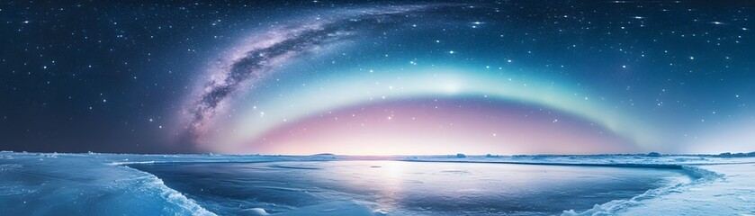 Fototapeta premium A breathtaking icy landscape under a vibrant aurora.
