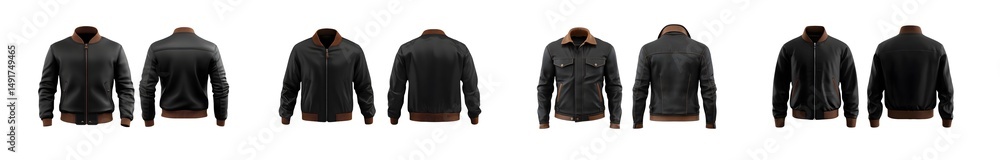Poster multiple gray jackets displayed in various views. isolated on transparent background