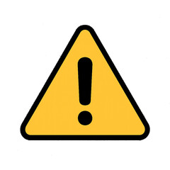 Flat Minimalist Warning Icon – Yellow Triangle with Exclamation Mark on Transparent Background