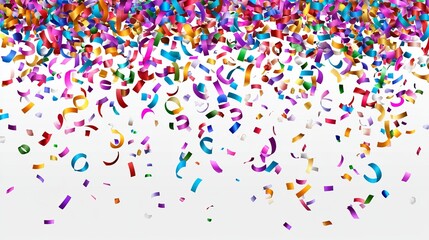 Obraz premium Colorful confetti falling on a white background (5)