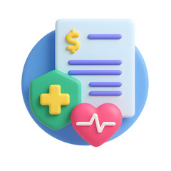 3D Medical Bill, Healthcare Costs, Insurance Icon