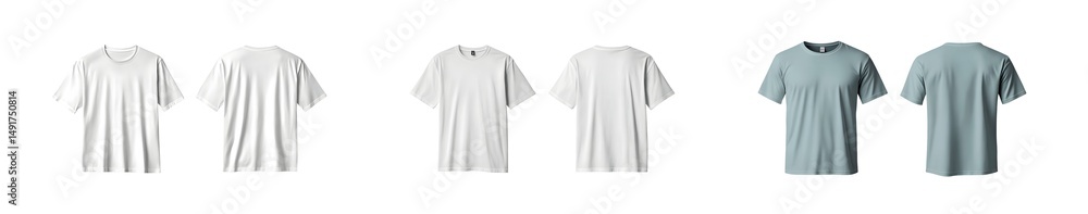 Poster digital rendering of various plain garments. isolated on transparent background