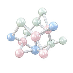 Obraz premium Detailed molecular model showcasing interconnected atoms with various colors representing different elements in a chemical structure for scientific visualization and education