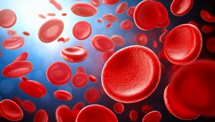 3D Illustration of Microscopic View of Flowing Red Blood Cells in Blood Stream. Medical Illustration.