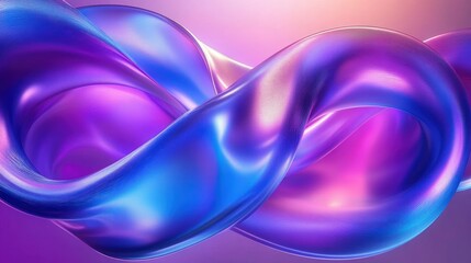 Smooth, flowing abstract shape with vibrant blue and purple gradients creating a luminous, glossy, and futuristic visual effect conveying fluidity and motion