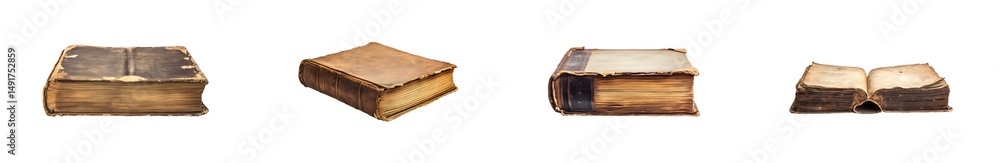 Poster set of stacked objects of light brown and dark brown colors isolated on transparent background