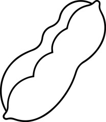 snap peas vegetable outline vector and illustration, coloring book page