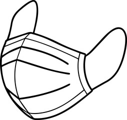 medical face mask outline vector and illustration, coloring book page