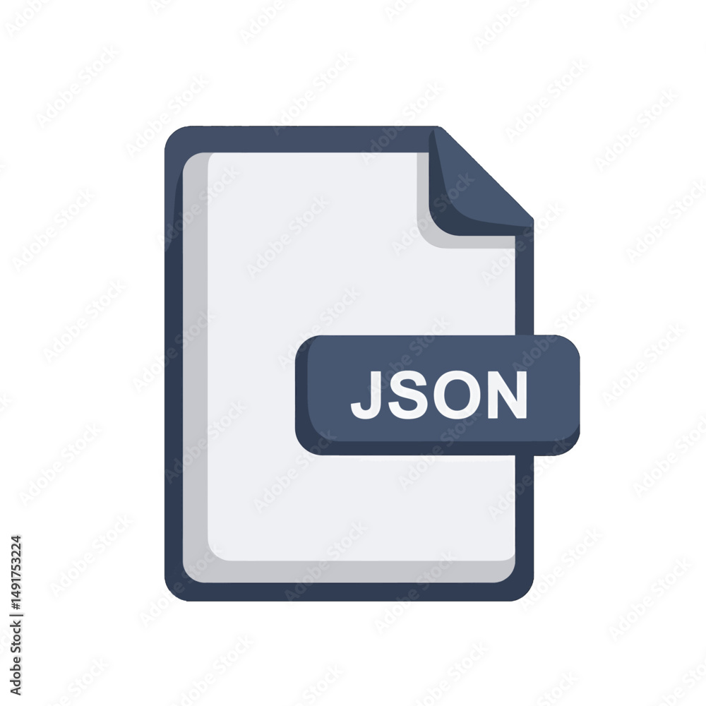 Fototapete flat design file icon with json label