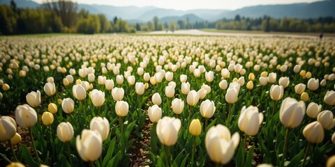 Elegant White Tulips,  Nature's Delicate Bloom
