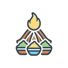 Color illustration icon for bonfire
