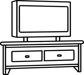 TV stand outline vector and illustration, coloring book page