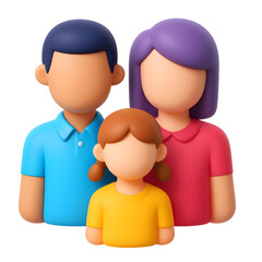 3D Render of a Faceless Family Father, Mother, and Daughter