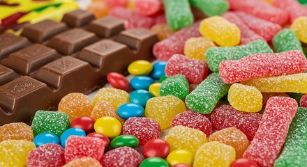 A Colorful Assortment of Delicious Candies and Chocolate