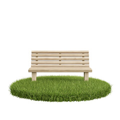 Wooden park bench on green grass