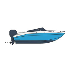 Naklejka premium Side View Of A Motorized Boat Illustration