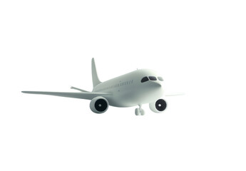 Obraz premium Sleek white airplane model in a minimal style against a bright background