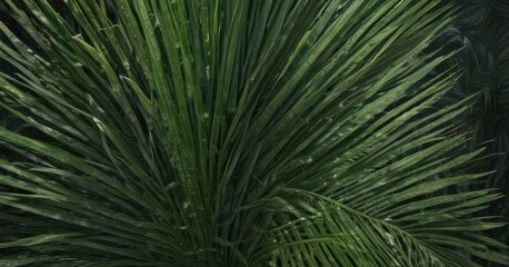 Deep green hues, visible fibers, sunlit palm leaf surface , texture, element