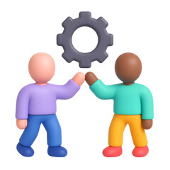 Diverse Team High Five with Gear Icon Collaboration, Teamwork, and Innovation Concept