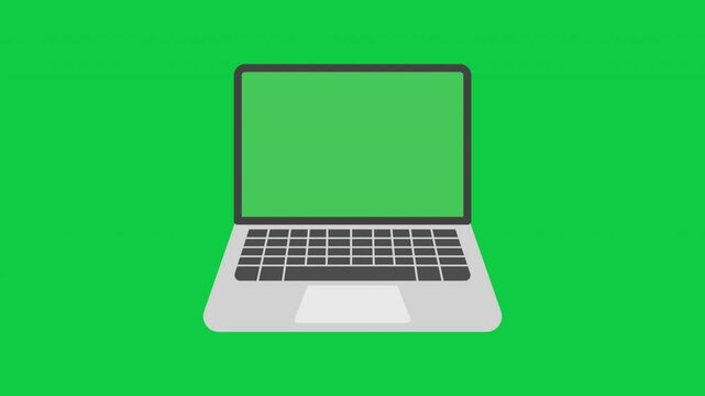An animated laptop on a green screen, modern laptop