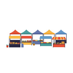 Colorful Pixel Art Market Stalls