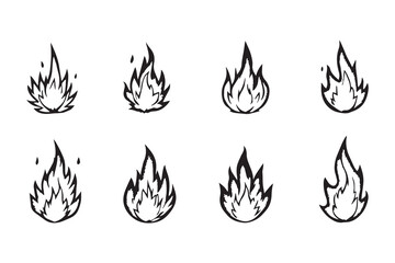 burning fire ball flame line art and black color