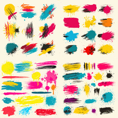 Vibrant paint splashes and brush strokes in cyan, magenta, yellow, and black. Perfect for artistic backgrounds, grunge design, posters, and modern creative layouts.

