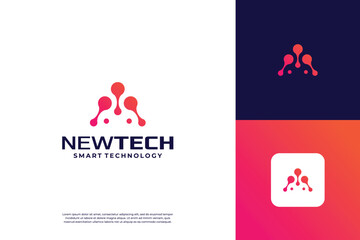 Initial letter A logo for technology. Abstract dot connection logo design.