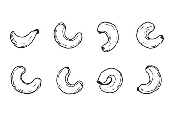 Obraz premium cashew nut line art and black color 