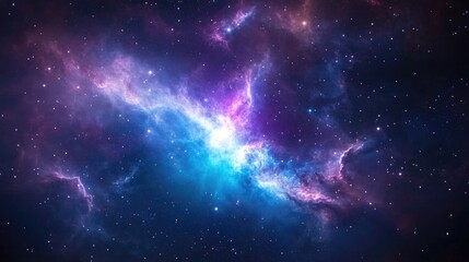 Fototapeta premium Abstract nebula space background with swirling galaxy of stars and colorful clouds for cosmic science and creative design