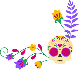 Dia De Los Muertos Skull Corner