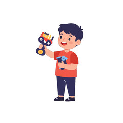 Child Playing With Toy Truck