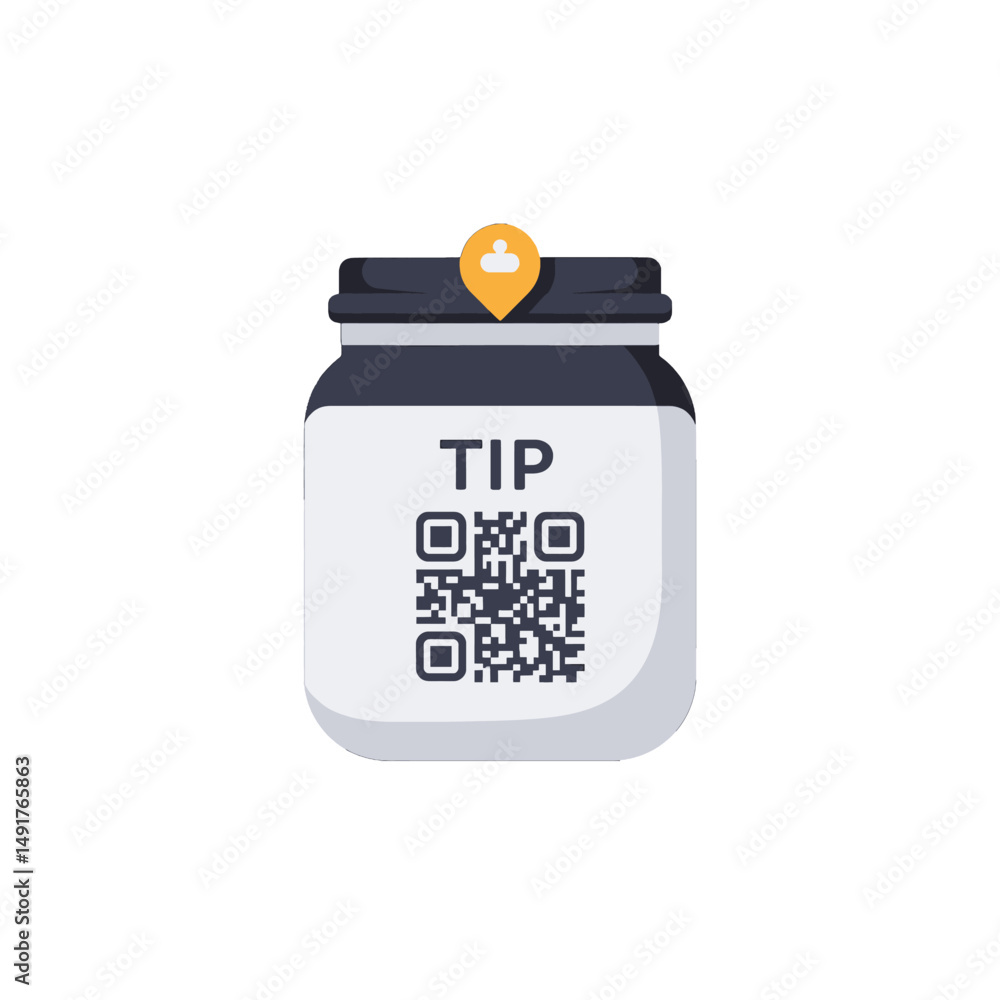 Poster digital tip jar with qr code illustration