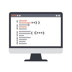 Flat Design Computer Monitor Showing C++ Code