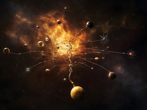 The multiverse represented by an artist as a decision tree with quantum paths.