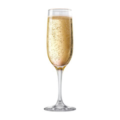 Refreshing Champagne in a Flute Glass with Transparent Background
