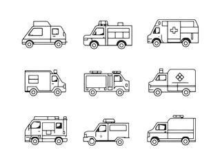 Ambulance line art minimalist medical transport vector sketch