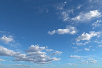 Obraz premium Beautiful blue sky with fluffy white clouds scenic view cloudscape weather nature background wallpaper image